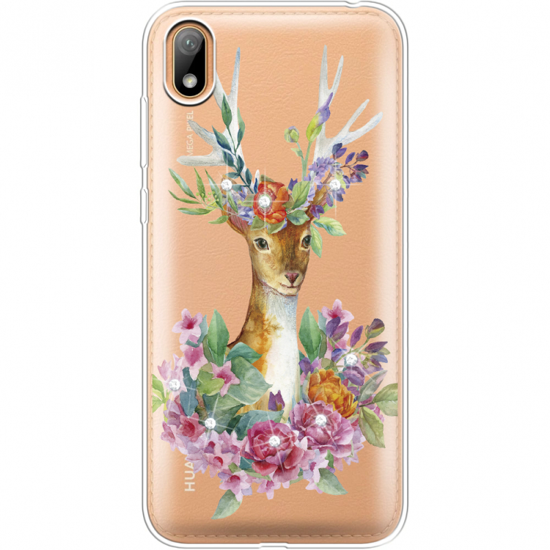 Чехол со стразами Huawei Y5 2019 Deer with flowers