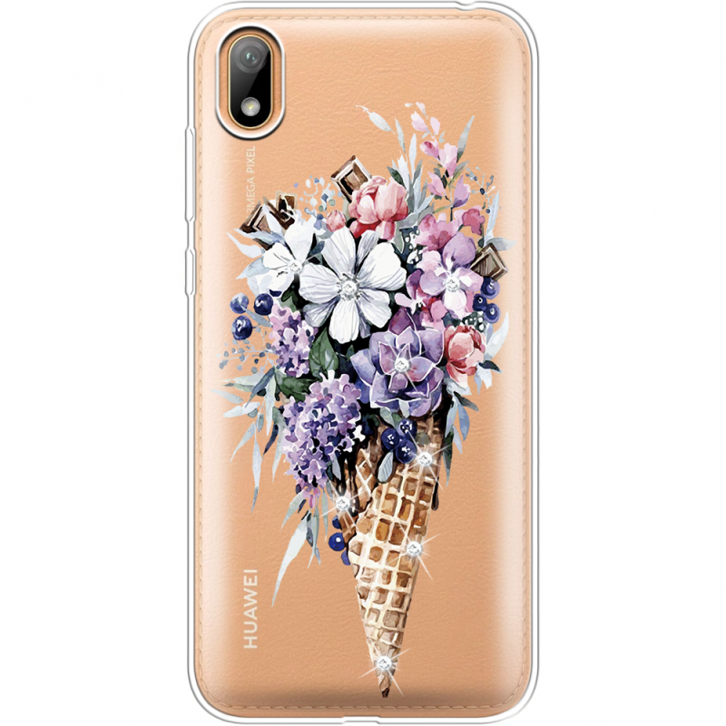 Чехол со стразами Huawei Y5 2019 Ice Cream Flowers