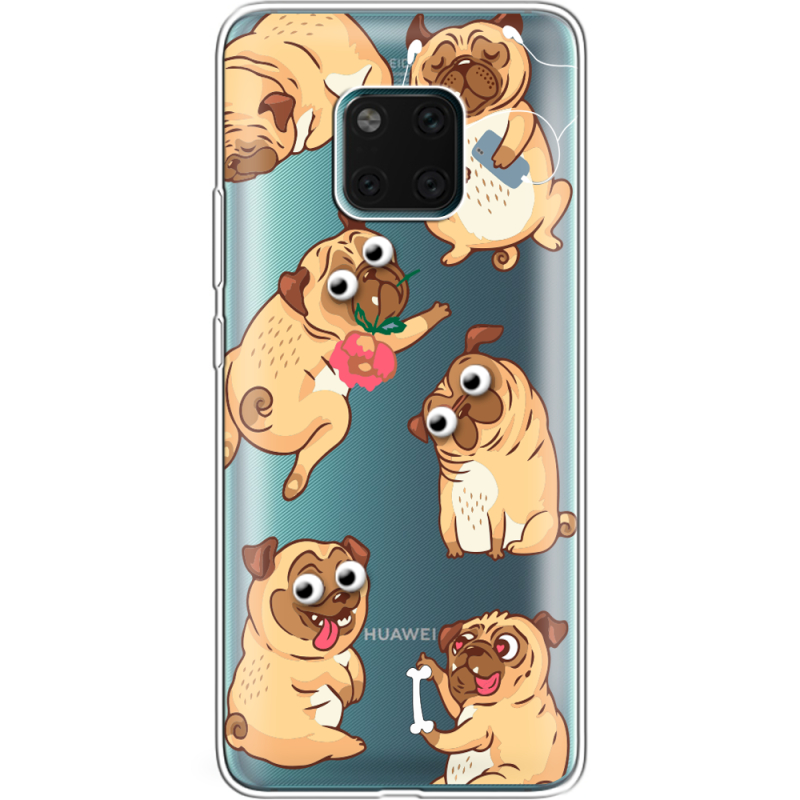 Прозрачный чехол Uprint Huawei Mate 20 Pro с 3D-глазками Pug