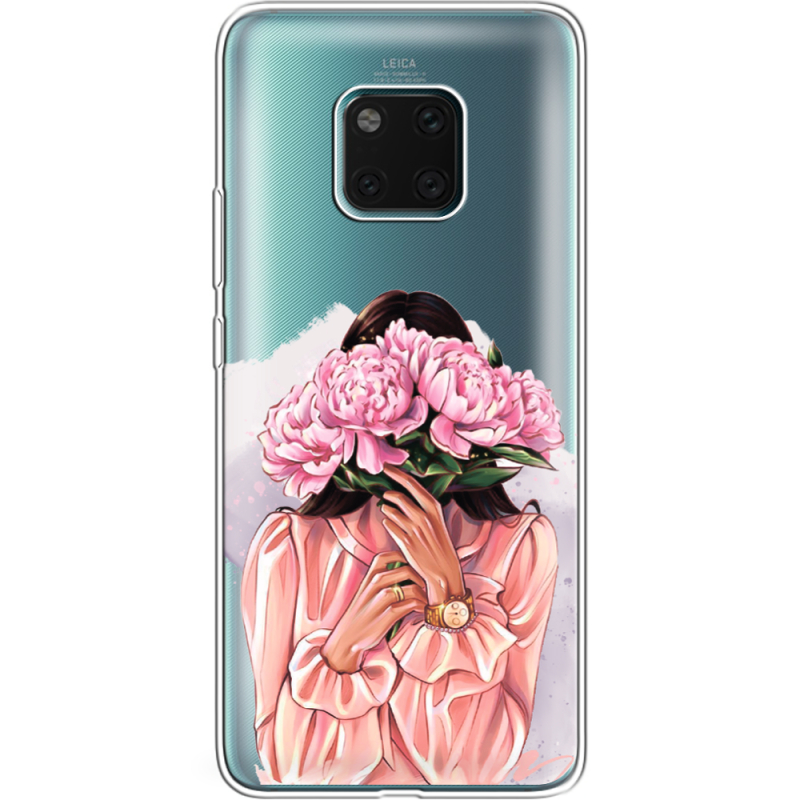 Прозрачный чехол Uprint Huawei Mate 20 Pro Девушка с Пионами