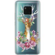 Чехол со стразами Huawei Mate 20 Pro Deer with flowers