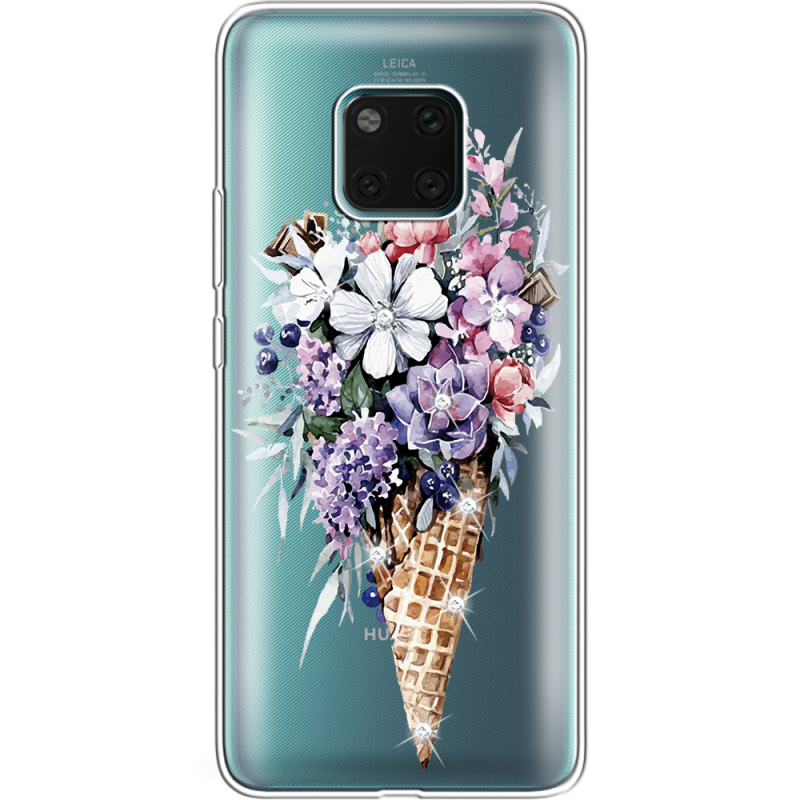 Чехол со стразами Huawei Mate 20 Pro Ice Cream Flowers