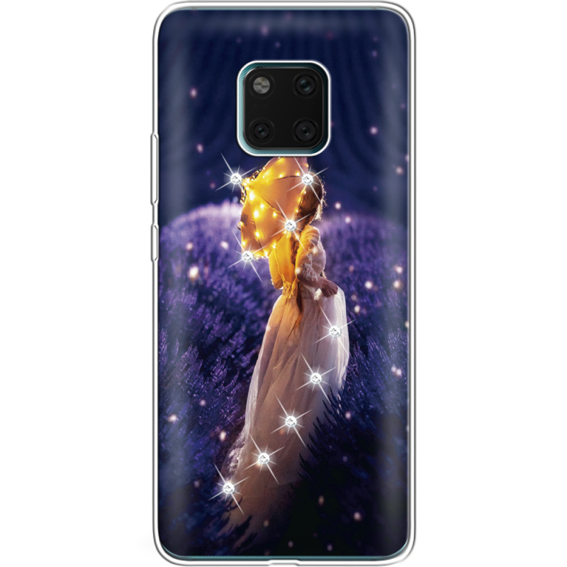 Чехол со стразами Huawei Mate 20 Pro Girl with Umbrella