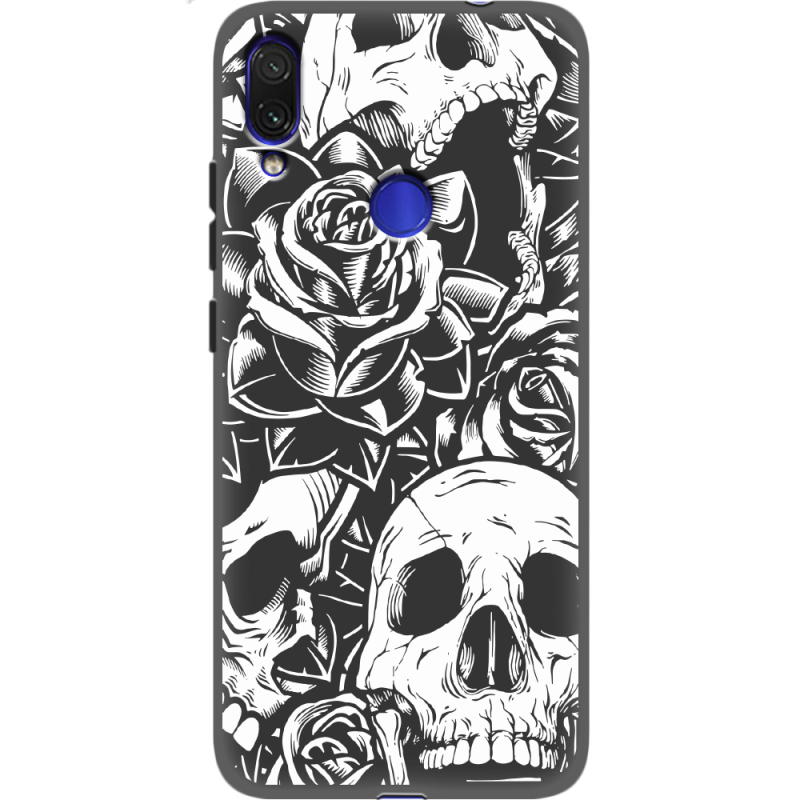 Черный чехол Uprint Xiaomi Redmi Note 7 Skull and Roses