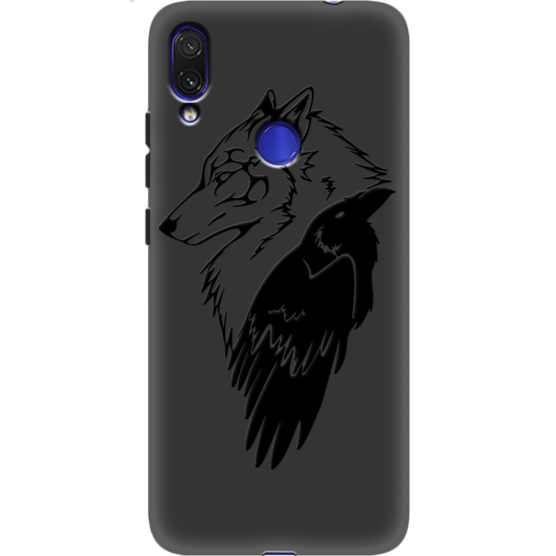 Черный чехол Uprint Xiaomi Redmi Note 7 Wolf and Raven