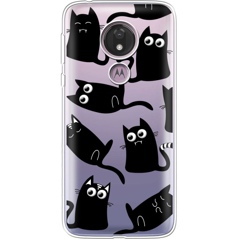 Прозрачный чехол Uprint Motorola Moto G7 Power XT1955 с 3D-глазками Black Kitty