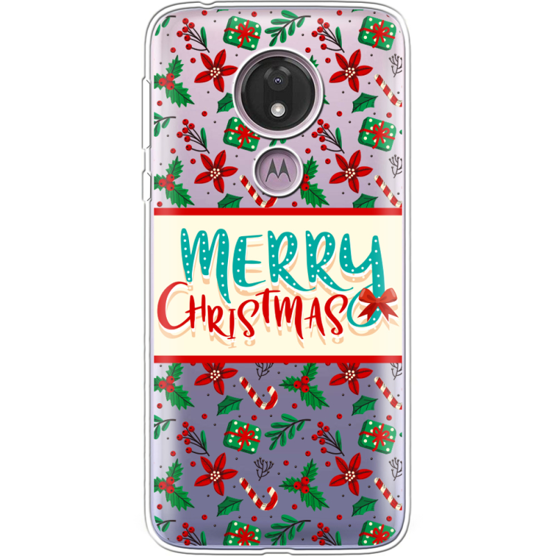 Прозрачный чехол Uprint Motorola Moto G7 Power XT1955 Vintage Christmas Pattern