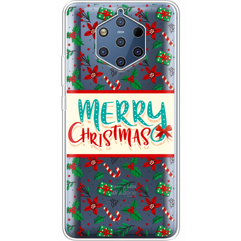 Прозрачный чехол Uprint Nokia 9 Vintage Christmas Pattern