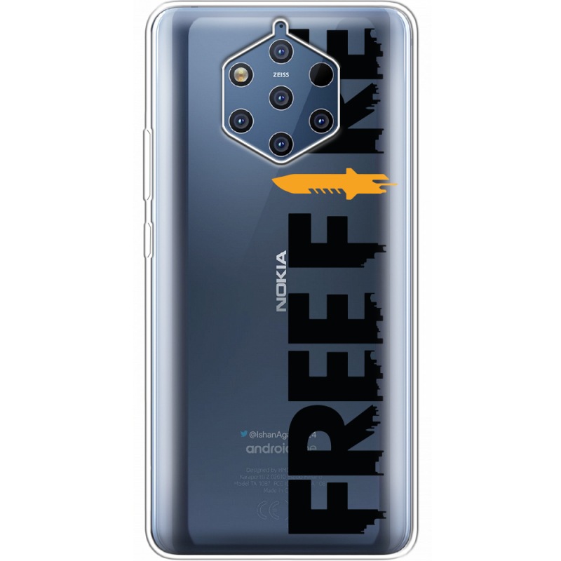 Прозрачный чехол Uprint Nokia 9 Free Fire Black Logo