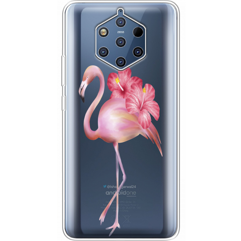 Прозрачный чехол Uprint Nokia 9 Floral Flamingo