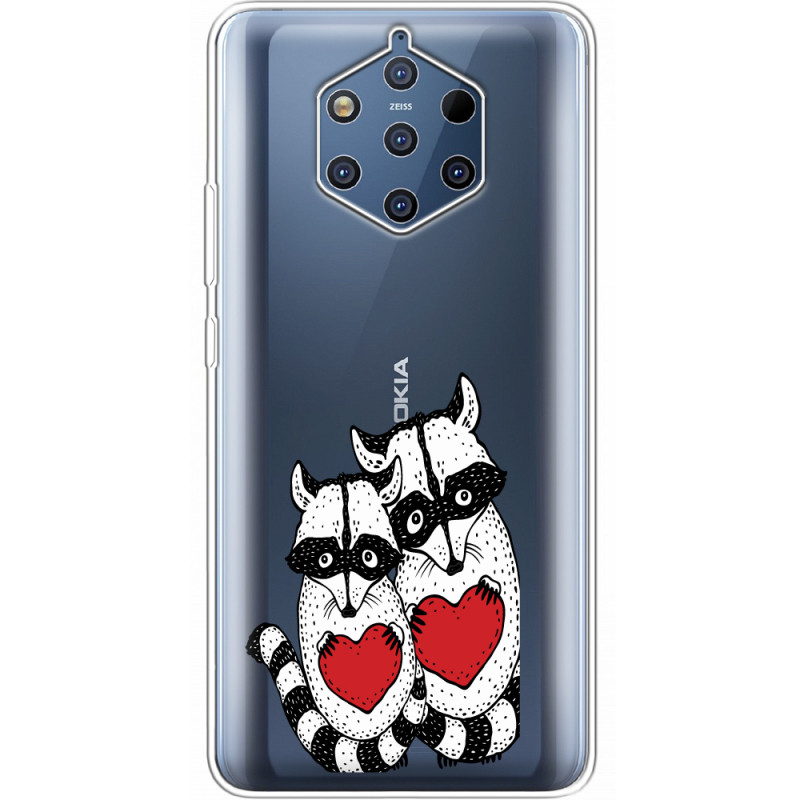 Прозрачный чехол Uprint Nokia 9 Raccoons in love