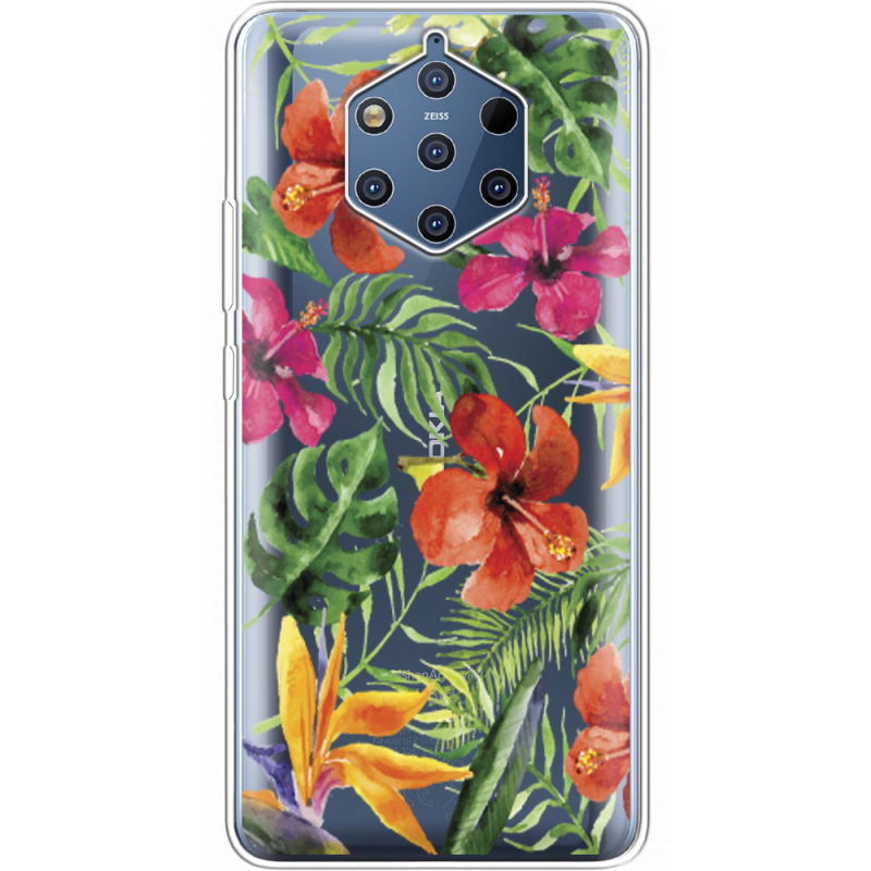 Прозрачный чехол Uprint Nokia 9 Tropical Flowers