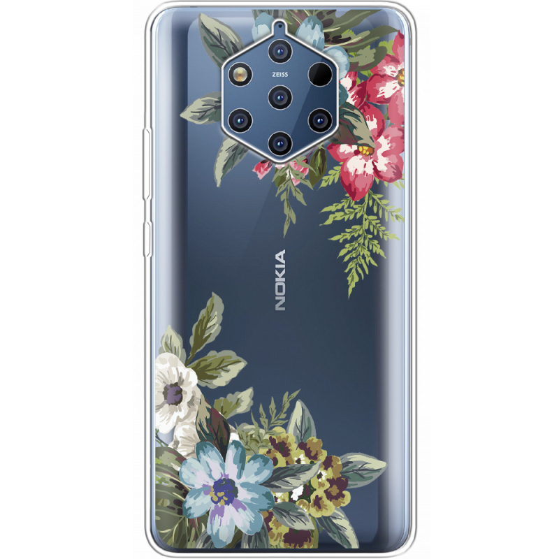 Прозрачный чехол Uprint Nokia 9 Floral