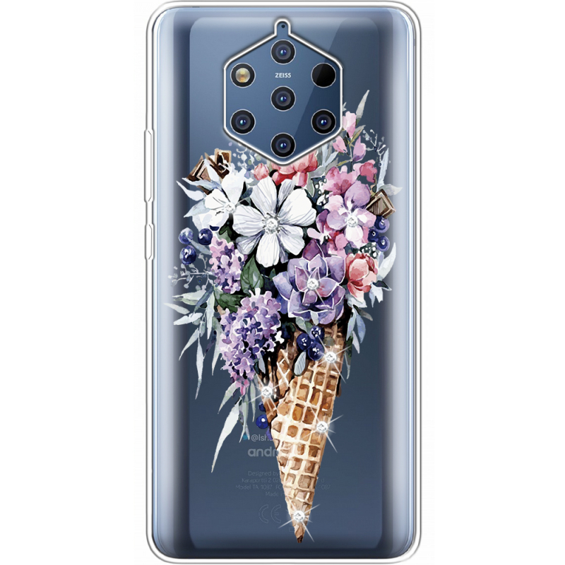 Чехол со стразами Nokia 9 Ice Cream Flowers