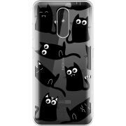 Прозрачный чехол Uprint Nokia 3.2 с 3D-глазками Black Kitty