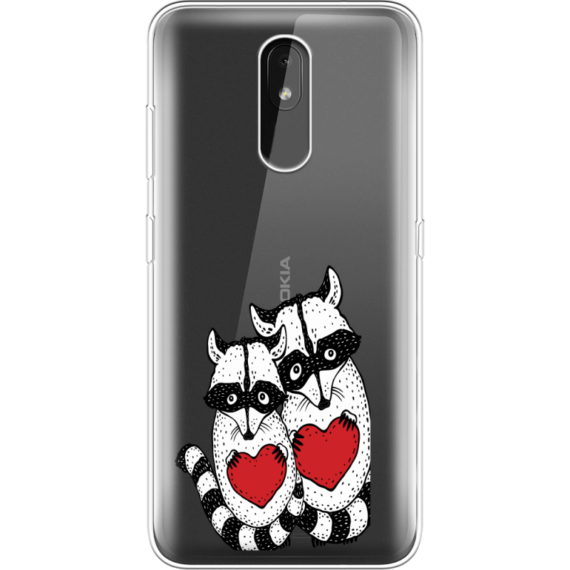 Прозрачный чехол Uprint Nokia 3.2 Raccoons in love