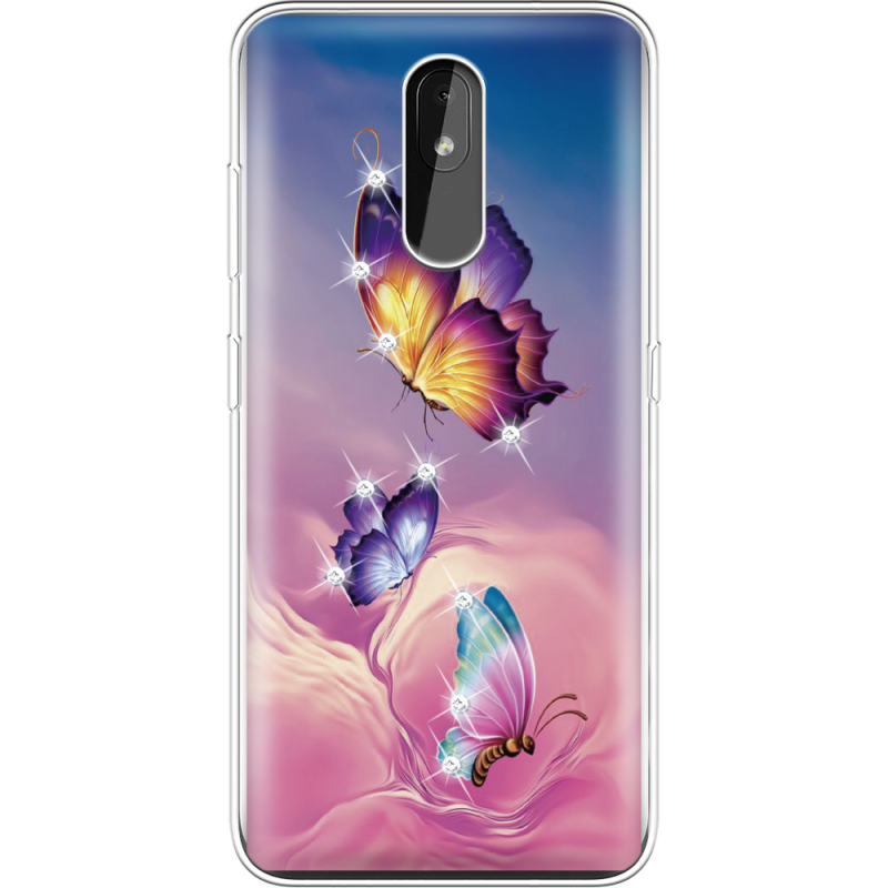 Чехол со стразами Nokia 3.2 Butterflies