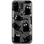 Прозрачный чехол Uprint Nokia 4.2 с 3D-глазками Black Kitty