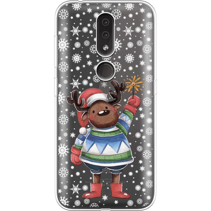 Прозрачный чехол Uprint Nokia 4.2 Christmas Deer with Snow