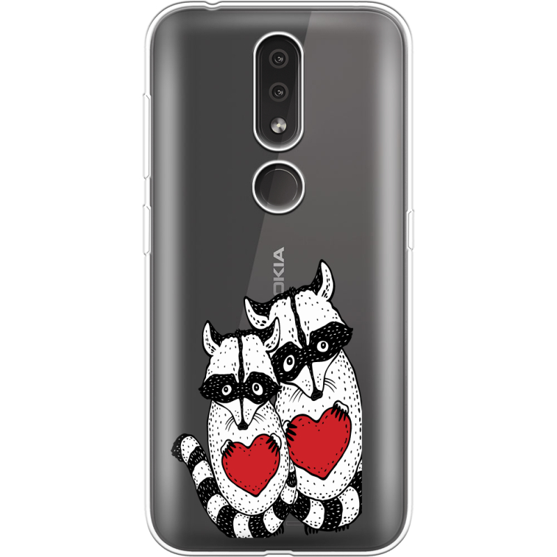 Прозрачный чехол Uprint Nokia 4.2 Raccoons in love