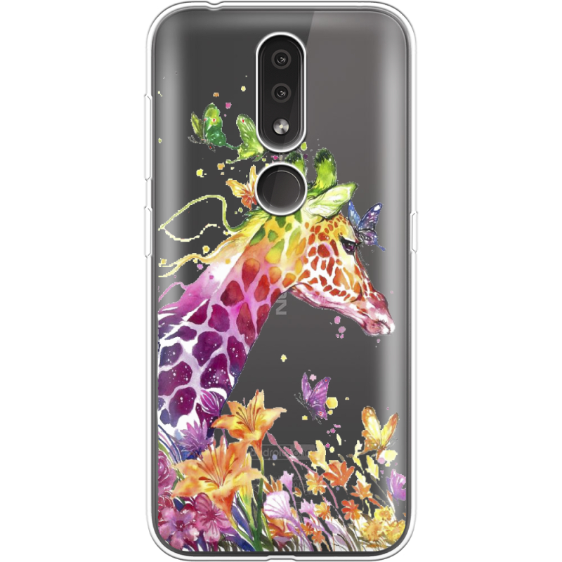 Прозрачный чехол Uprint Nokia 4.2 Colorful Giraffe
