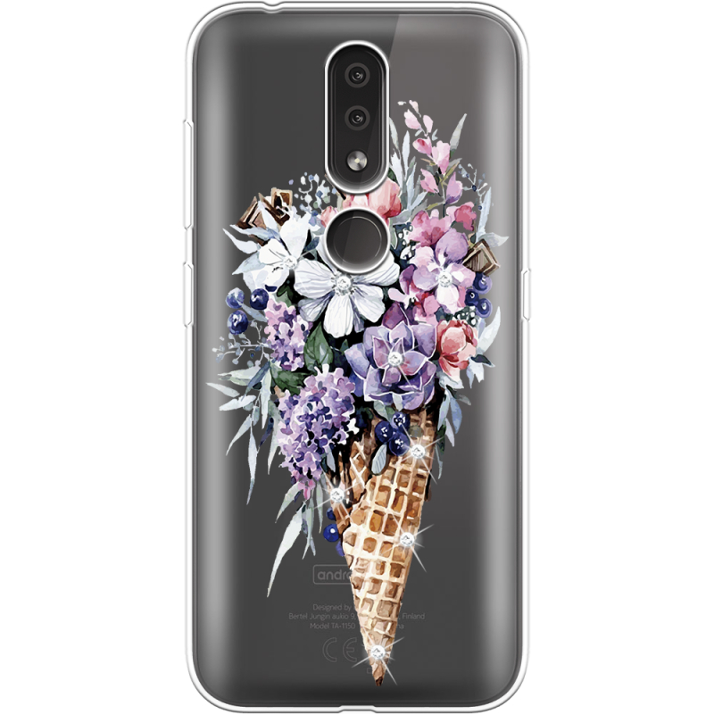 Чехол со стразами Nokia 4.2 Ice Cream Flowers