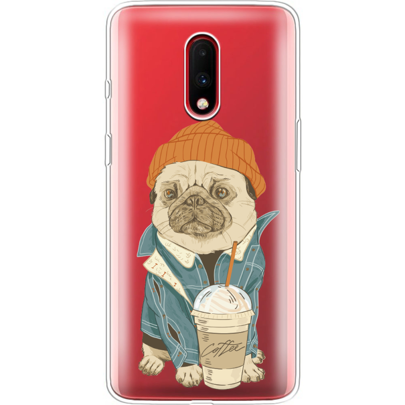 Прозрачный чехол Uprint OnePlus 7 Dog Coffeeman