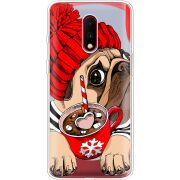 Прозрачный чехол Uprint OnePlus 7 Winter Puggy