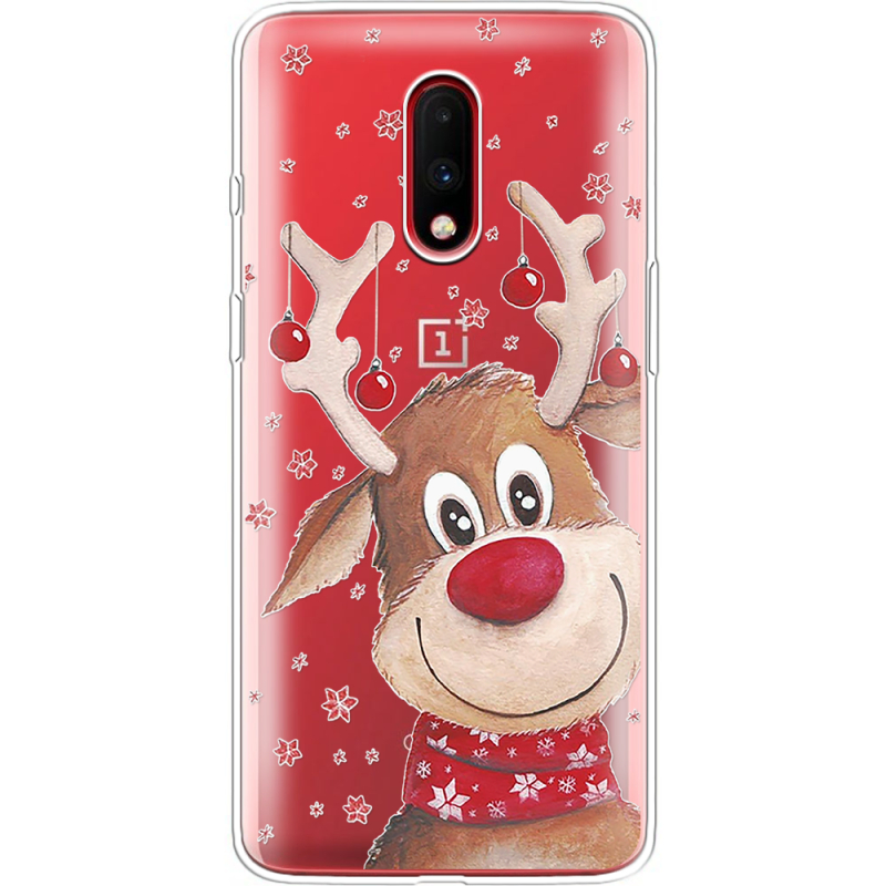 Прозрачный чехол Uprint OnePlus 7 Winter Deer