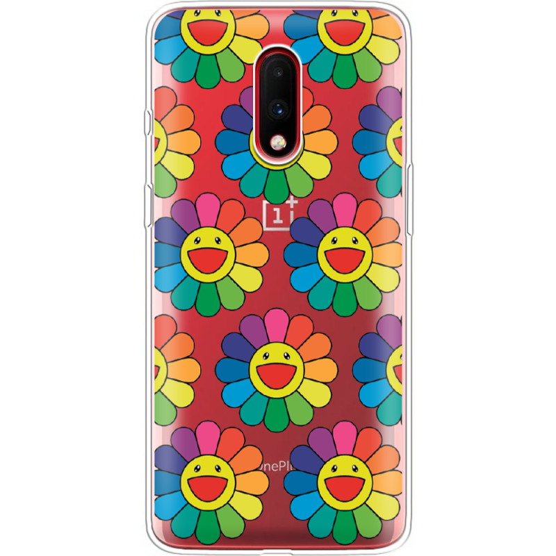 Прозрачный чехол Uprint OnePlus 7 Hippie Flowers