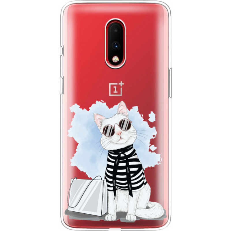 Прозрачный чехол Uprint OnePlus 7 Cat Style