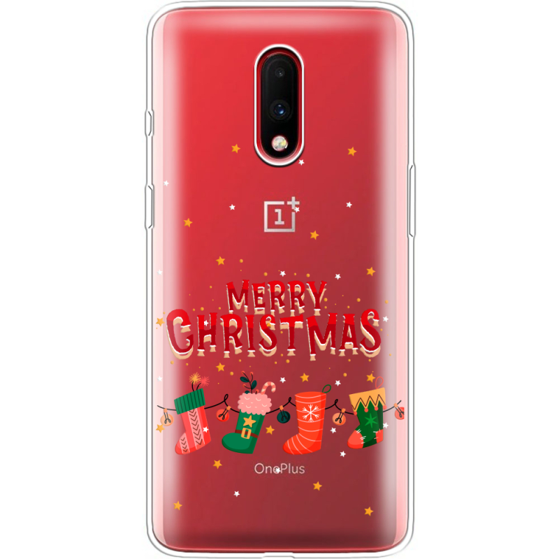 Прозрачный чехол Uprint OnePlus 7 Merry Christmas