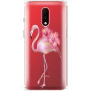 Прозрачный чехол Uprint OnePlus 7 Floral Flamingo