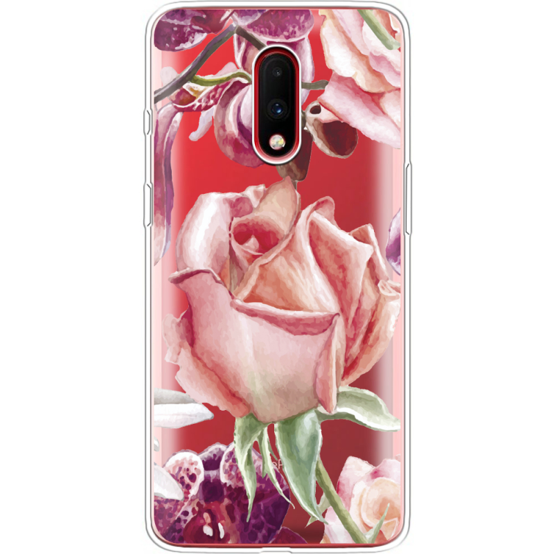 Прозрачный чехол Uprint OnePlus 7 Rose