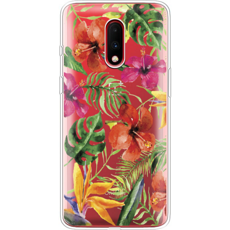Прозрачный чехол Uprint OnePlus 7 Tropical Flowers