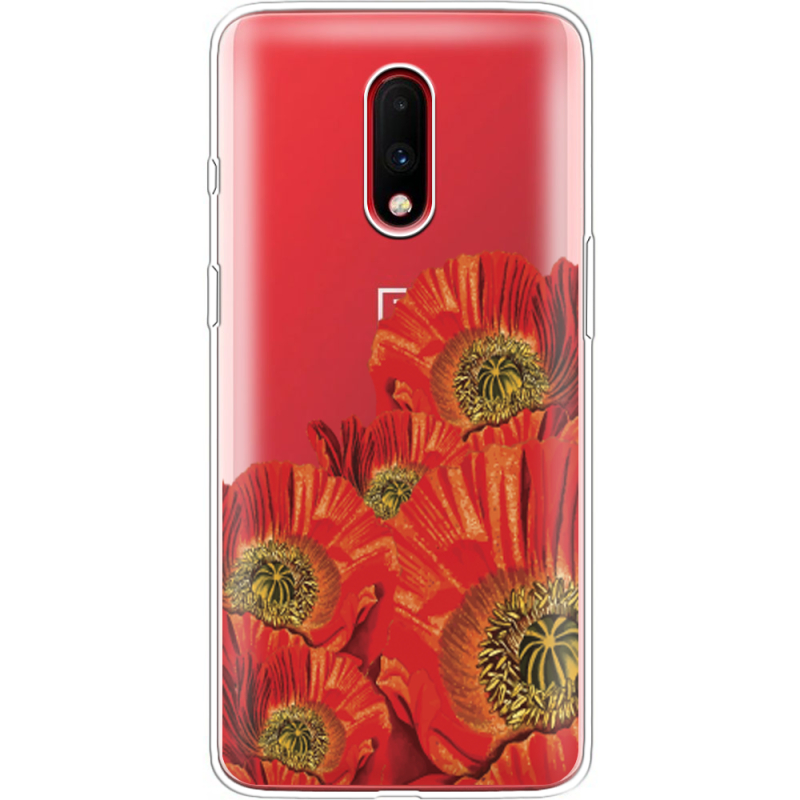 Прозрачный чехол Uprint OnePlus 7 Red Poppies