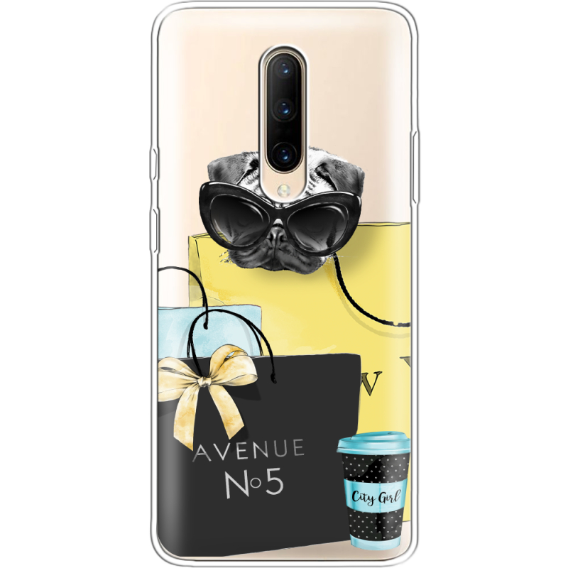 Прозрачный чехол Uprint OnePlus 7 Pro Fashion Pug