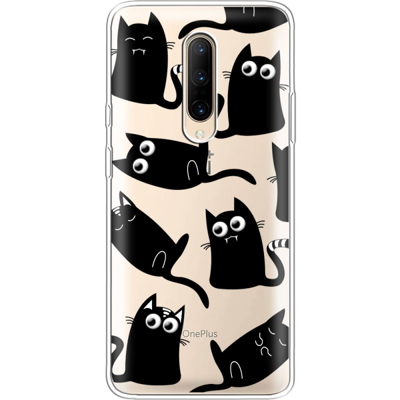 Прозрачный чехол Uprint OnePlus 7 Pro с 3D-глазками Black Kitty