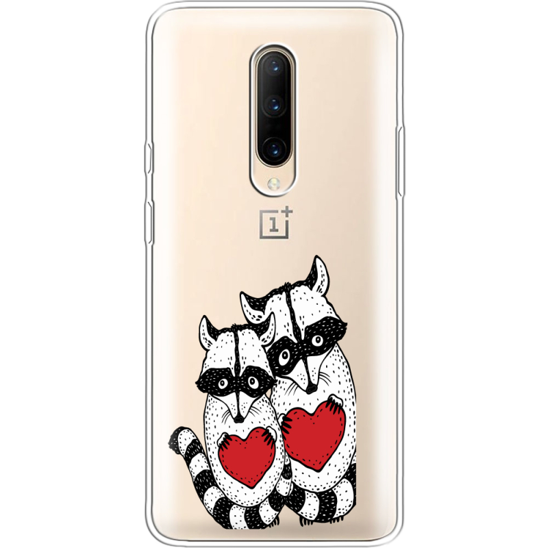 Прозрачный чехол Uprint OnePlus 7 Pro Raccoons in love