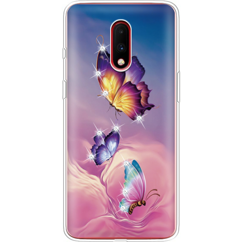 Чехол со стразами OnePlus 7 Butterflies