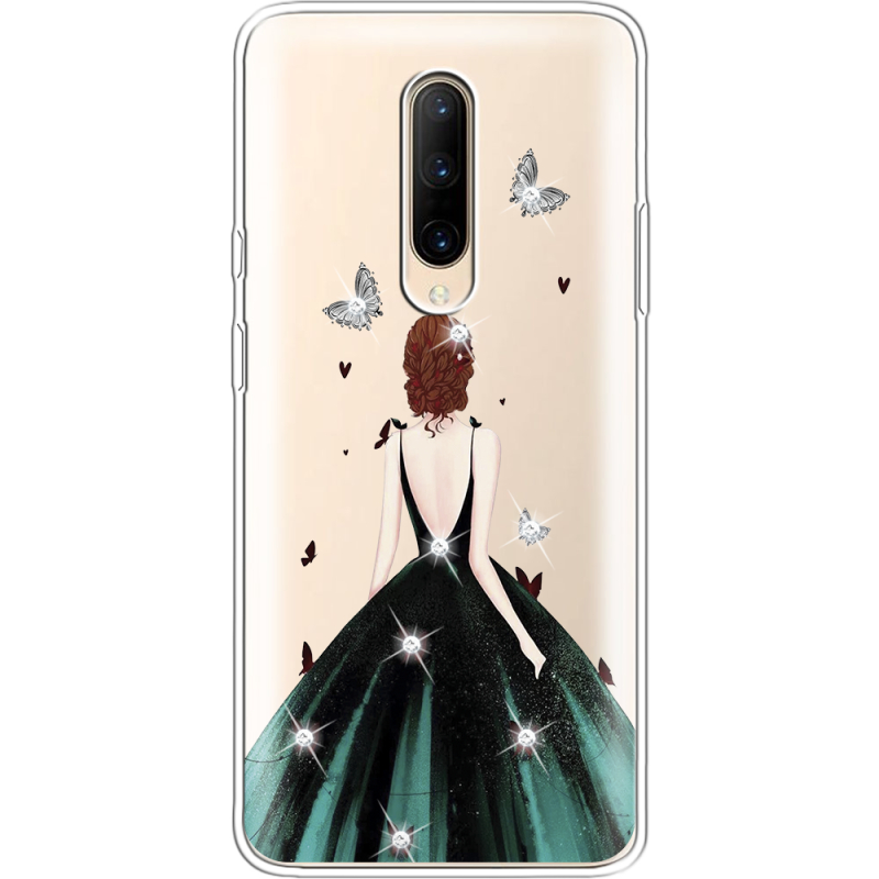 Чехол со стразами OnePlus 7 Pro Girl in the green dress