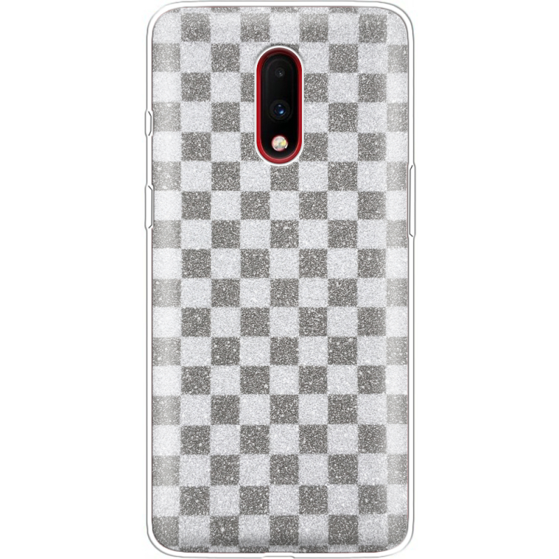 Чехол с блёстками OnePlus 7 Шахматы