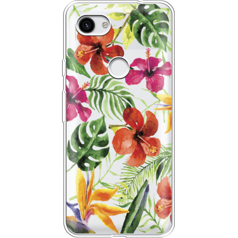 Прозрачный чехол Uprint Google Pixel 3a Tropical Flowers