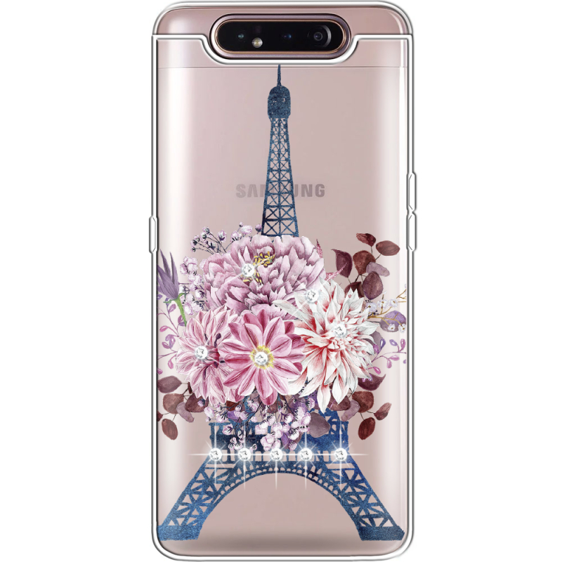 Чехол со стразами Samsung A805 Galaxy A80 Eiffel Tower