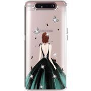 Чехол со стразами Samsung A805 Galaxy A80 Girl in the green dress