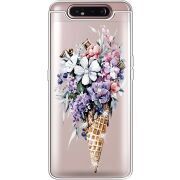 Чехол со стразами Samsung A805 Galaxy A80 Ice Cream Flowers