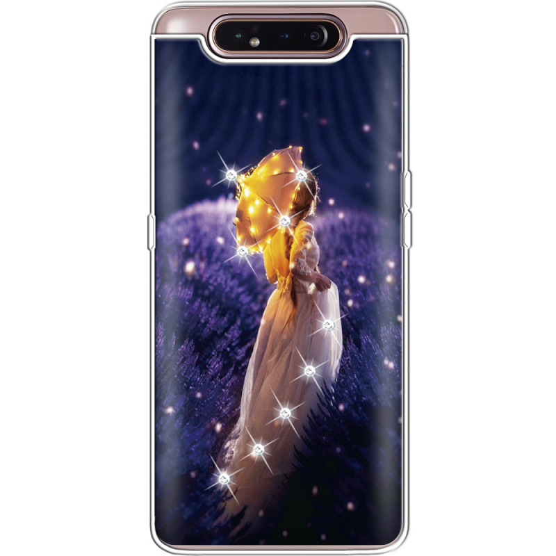 Чехол со стразами Samsung A805 Galaxy A80 Girl with Umbrella