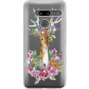 Чехол со стразами LG G8 ThinQ Deer with flowers