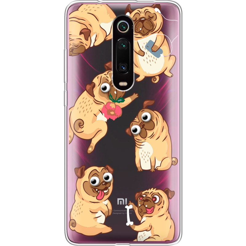 Прозрачный чехол Uprint Xiaomi Mi 9T / Mi 9T Pro с 3D-глазками Pug