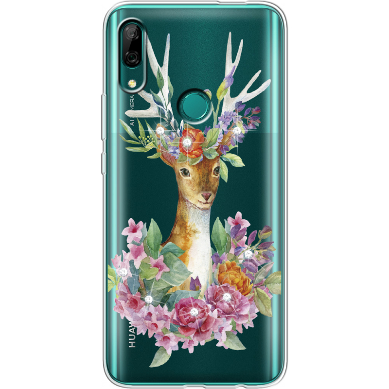 Чехол со стразами Huawei P Smart Z Deer with flowers